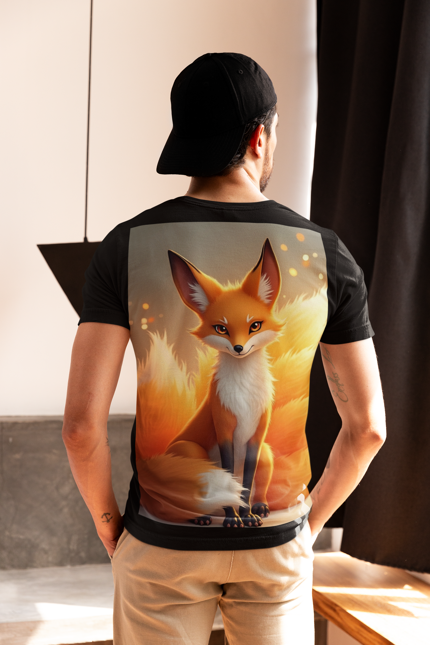 Mystical Kitsune Digital Art Print – Nine-Tailed Fox Illustration